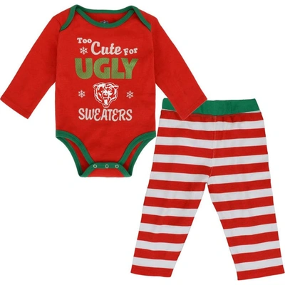 Outerstuff Babies' Infant Girls Red Chicago Bears Too Cute Long Sleeve 2 Piece Bodysuit And Pants Set