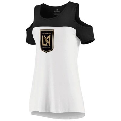 Fanatics Branded White/black Lafc Iconic Pure Dedication Cold Shoulder T-shirt
