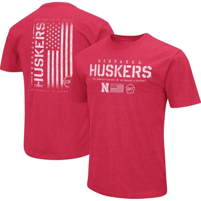 Colosseum Scarlet Nebraska Huskers Oht Military Appreciation Flag 2.0 T-shirt