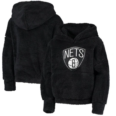 Outerstuff Kids' Girls Youth Black Brooklyn Nets Influential Sherpa Pullover Hoodie