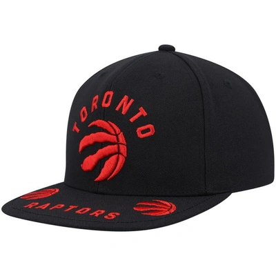 Mitchell & Ness Men's  Black Toronto Raptors Front Loaded Snapback Hat