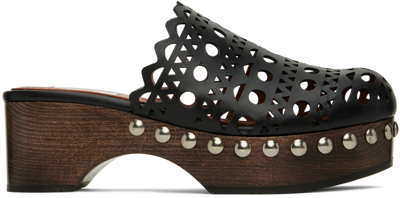 Alaïa Vienne Perforated Calfskin Mule Clogs In Black