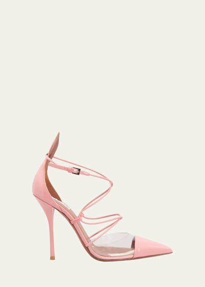 Alaïa Patent Plexi Lace-up Pumps In Rose Fraise