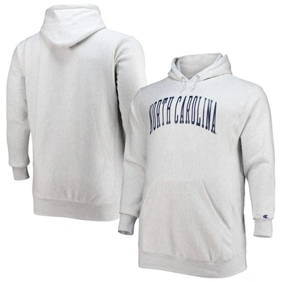 Champion Heathered Gray North Carolina Tar Heels Big & Tall Reverse Weave Fleece Pullover Hoodie Swe