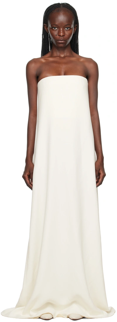 The Row Pau Strapless Silk Crepe De Chine Gown In White