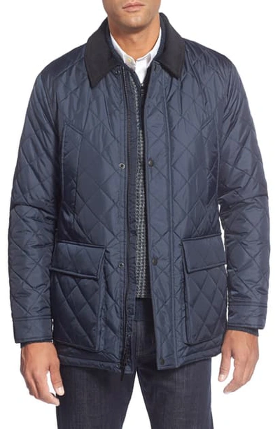 Cole Haan Quilted Elbow-patch Jacket In Navy