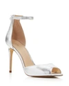 Botkier Anna Leather Ankle Strap High-heel Sandals In Silver