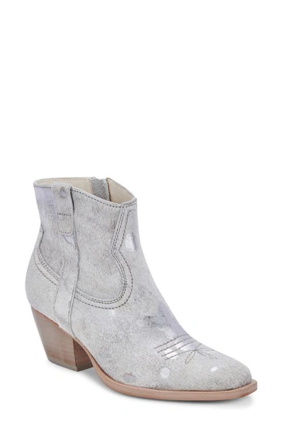 Dolce Vita Women's Silma Western Booties Women's Shoes In Silver Multi Calf Hair