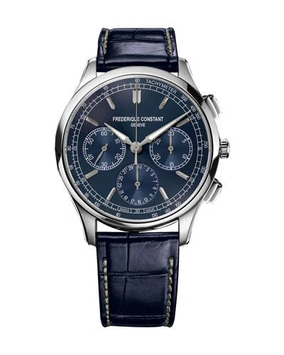 Frederique Constant Flyback Manufacture Chronograph Watch In Stainless Steel
