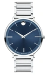 Movado Ultra Slim Bracelet Watch, 40mm In Blue/silver