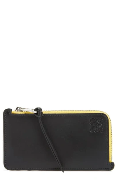 Loewe Rainbow Leather Coin And Card Holder In Black Multi