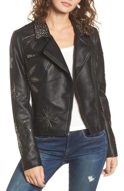 Blanknyc Embellished Faux Leather Moto Jacket In Star Struck