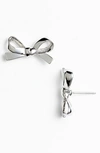 Kate Spade 'skinny Mini' Bow Stud Earrings In Silver