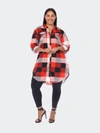 White Mark Plus Size Plaid Tunic Shirt In Red/black