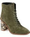 Journee Signature Women's Edda Lace Up Booties In Green