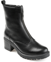 Journee Signature Norrah Womens Leather Round Toe Ankle Boots In Black
