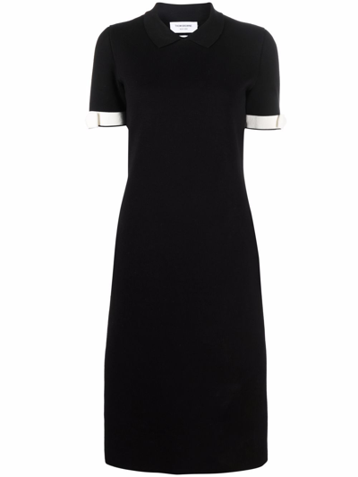 Thom Browne Bow-detail Knitted Polo Dress In Black