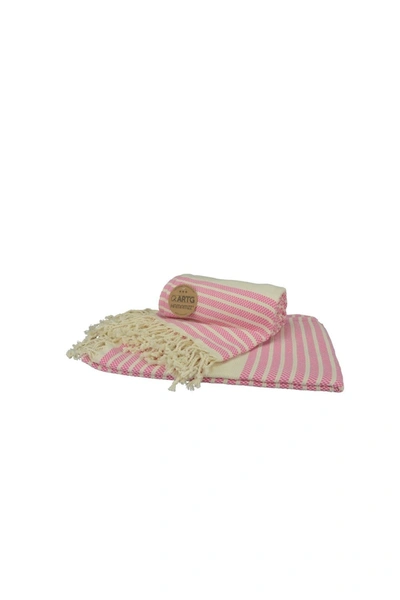 A&r Towels Hamamzz Peshtemal Traditional Woven Towel (pink/cream) (one Size)