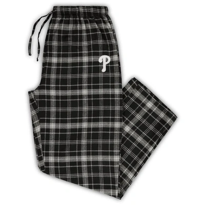 Concepts Sport Men's  Black, Gray Philadelphia Phillies Big And Tall Team Flannel Pants In Black,gray