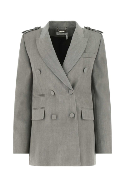 Chloé Grey Double-breasted Wool Blazer In Brown