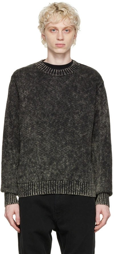 Acne Studios Acid-washed Crewneck Cotton-knit Jumper In Dark Grey