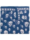 Alexander Mcqueen Classic Silk Chiffon Skull Scarf In Navy/ivory