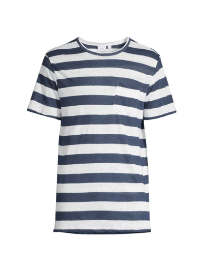Onia Striped Slub Linen-jersey T-shirt In Blue