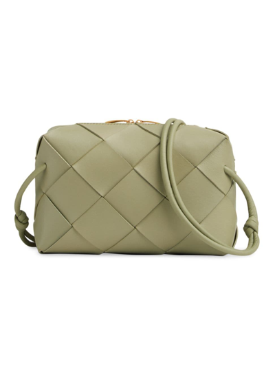 Bottega Veneta Small Intrecciato Napa Camera Crossbody Bag In Travertine/gold