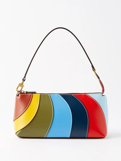 Staud Leather Riviera Kaia Shoulder Bag In Blue,red,green,light Blue