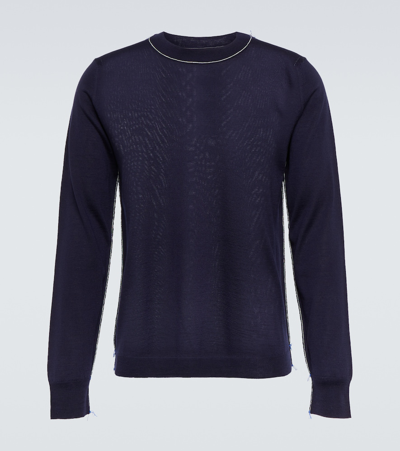 Maison Margiela Wool Jumper With Inside-out Seams In Blue