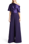 Amsale Draped Satin One Shoulder Dress In Amethyst