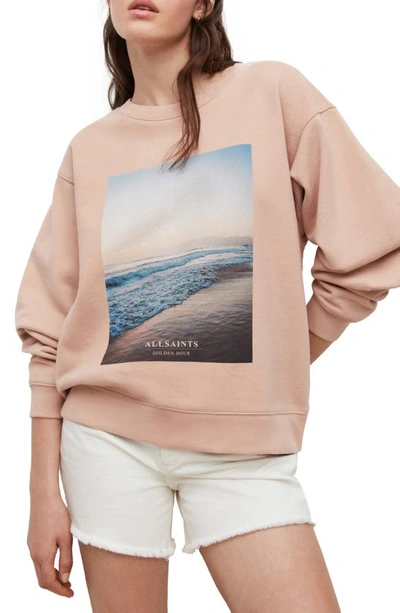 Allsaints Solis Demi Sweatshirt In Misty Pink