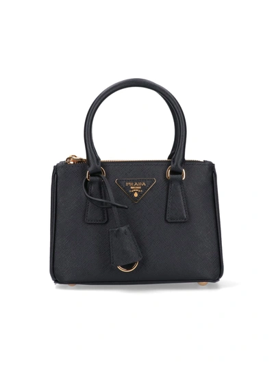 Prada Galleria Saffiano Leather Mini Bag In Nero