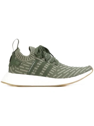 Adidas Originals Nmd R2 Leather-trimmed Primeknit Sneakers In Green