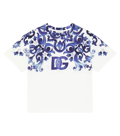 Dolce & Gabbana Kids Printed Cotton T-shirt (2-6 Years) In Blue