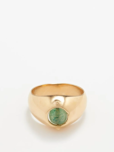 Annika Inez Spinning Sphere Gold-plated Sterling Silver Ring In Green Gold
