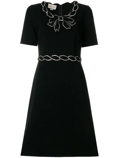 Gucci Stretch Jersey Dress With Crystal Trim In Black