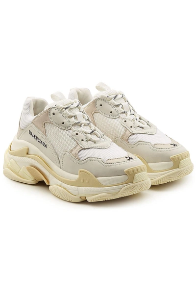 Balenciaga Triple S Sneakers With Leather In Beige | ModeSens