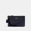 Coach Small Wristlet In Navy/light Gold