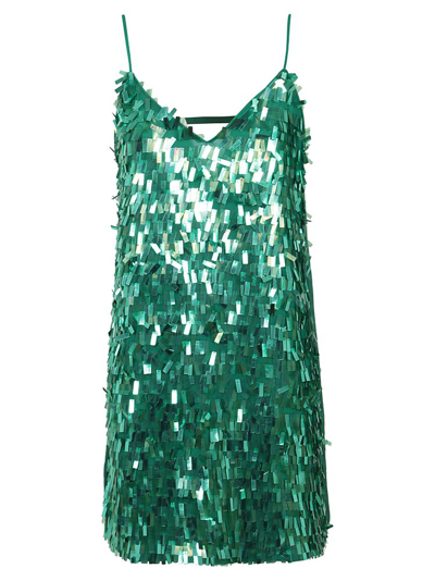 Pinko Annalisa Paillette Mini Dress In Verde