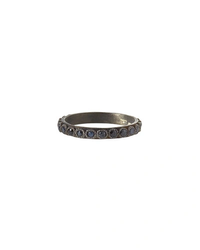 Armenta Blackened Sterling Silver Old World Black Sapphire Stacking Ring