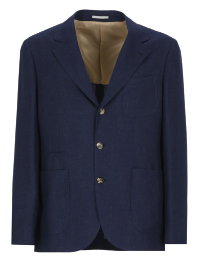 Brunello Cucinelli Blue Single-breasted Virgin Wool Blazer