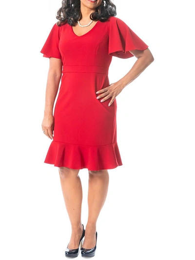 Knee-length Bateau Neck 3/4 Sleeves Sheath Dress Royal Blue