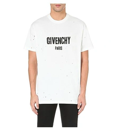 Givenchy Columbian Logo Cotton Jersey T-shirt, White | ModeSens