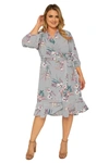 Standards & Practices Double Georgette Ruffles Wrap Midi Dress In Tropical Floral