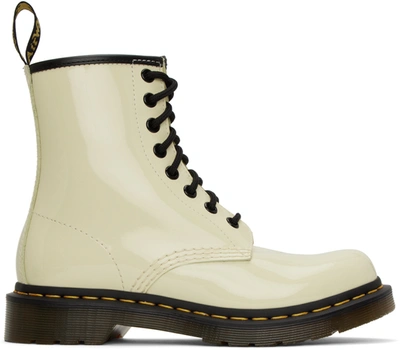 Dr. Martens 1460 Women's Patent Leather Lace Up Boots In Cream