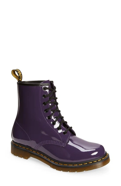 Dr. Martens 1460 Women's Patent Leather Lace Up Boots In Patent Purple
