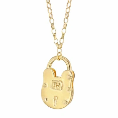 True Rocks Large Two Tone Gold And Silver Vintage Style Padlock Pendant