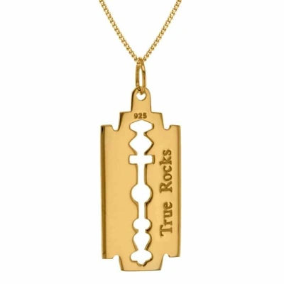 True Rocks Mini 18 Carat Gold Plated Razor Pendant