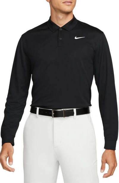 Nike Men's Dri-fit Victory Long-sleeve Golf Polo In Black